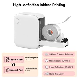 teeche Mini Label Maker, Bluetooth Label Maker Machine with Tape, Waterproof Labels with Multiple Templates Labelmaker for Organizing Office Home School, White