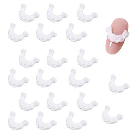 French Frill Nail Art Stickers, White, 20 Pieces, Compatible with Gel Nails, Easy Decoration, Nail Parts, Resin Material, 3D Design