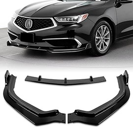 HYPERSPEED Front Bumper Spoiler Lip 3PCS STP-Style ABS Compatible with 2018 2019 2020 Acura TLX, Car Exterior Accessories, Automotive Air Chin Body Kit Splitter Trim Protection (Painted Black)