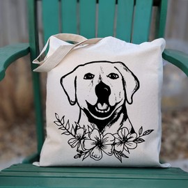 Pet Studio Art Labrador Flower Power Tote Bag