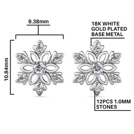 Cate & Chloe Sunny 18k White Gold Stud Earrings with Crystals, Snowflake/Flower Stud Earrings for Women, Anniversary Birthday Jewelry Gift