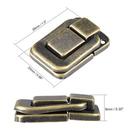 sourcing map Toggle Catch Lock, 38mm Retro Decorative Bronze Hasp w Screws for Suitcase Chest Trunk Latch Clasp, Pack of 2
