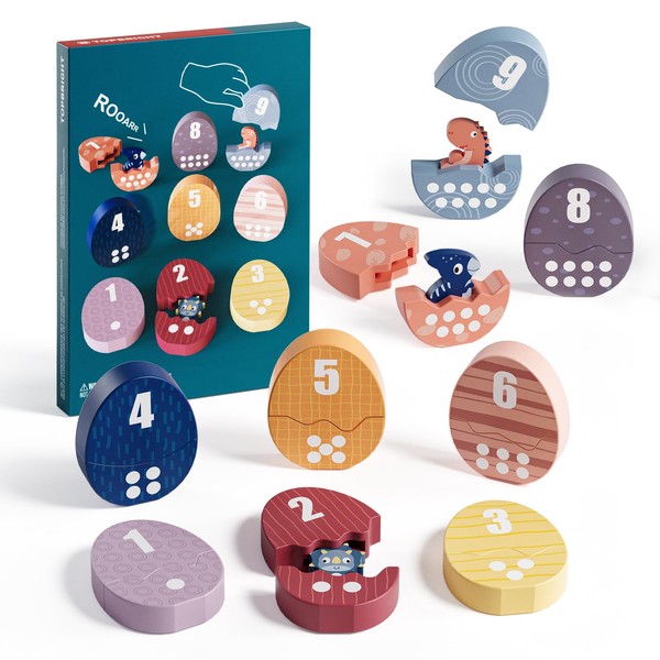 TOP BRIGHT Montessori Learning Toys for Toddlers, Matching Number Dinosaur