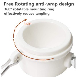 Hayodo Tangle Free Flag Pole Mounting Ring Clip - Rotating Flapole Mounting Rings with Metal Clips 360 Degree Free Rotating Adjustable Fasteners 1 Pair (White 1 Inch)