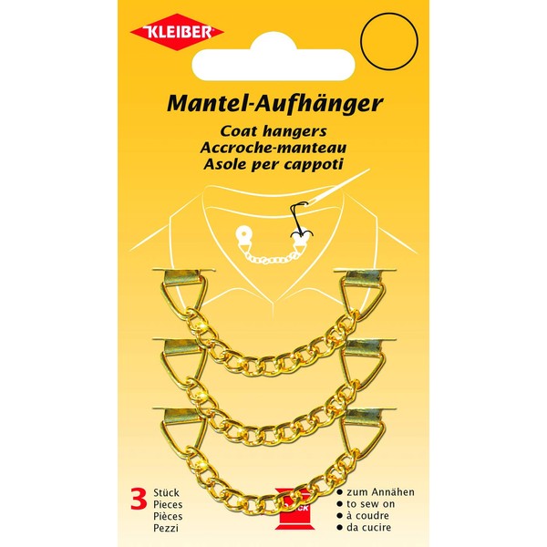 Kleiber Set of Three Sew On Metal Coat Hangers-Gold