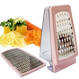 Crystalia Cheese Grater with Storage Container and Handle, 2-Way Grate and Store for Cheeses, Vegetables, Chocolate and any Food