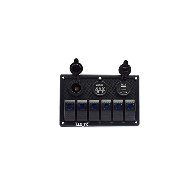 6 Gang Switch Panel Circuit Breaker Toggle Rocker Switch Boat