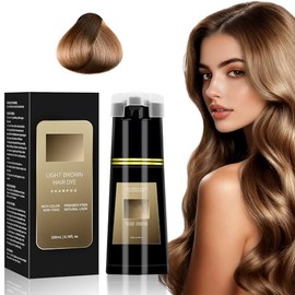RUIAO Hair Dye Shampoo, 3 in 1 Shampoo Cubre Canas 200ml, Cobertura de Canas Natural, Efecto Duradero, Champú Colorante para Cabello Hombre y Mujer. (Marrón claro)