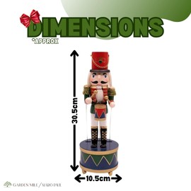 Marco Paul 30cm Animated wooden nutcracker soldier Hand-painted Christmas Decor Drumming Nutcracker Ornaments For Christmas Decorations Indoor Xmas Decorations Wooden Nutcracker Toy