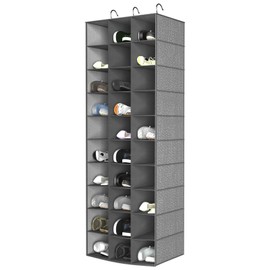 coastal rose Hanging Shoe Organizer for Closet, 30 Sections Hanging Closet Organizers and Storage Shelves Space Saving Shoe Rack Holder Hanger, Grey, 17''W×11.5''Dx 48''H
