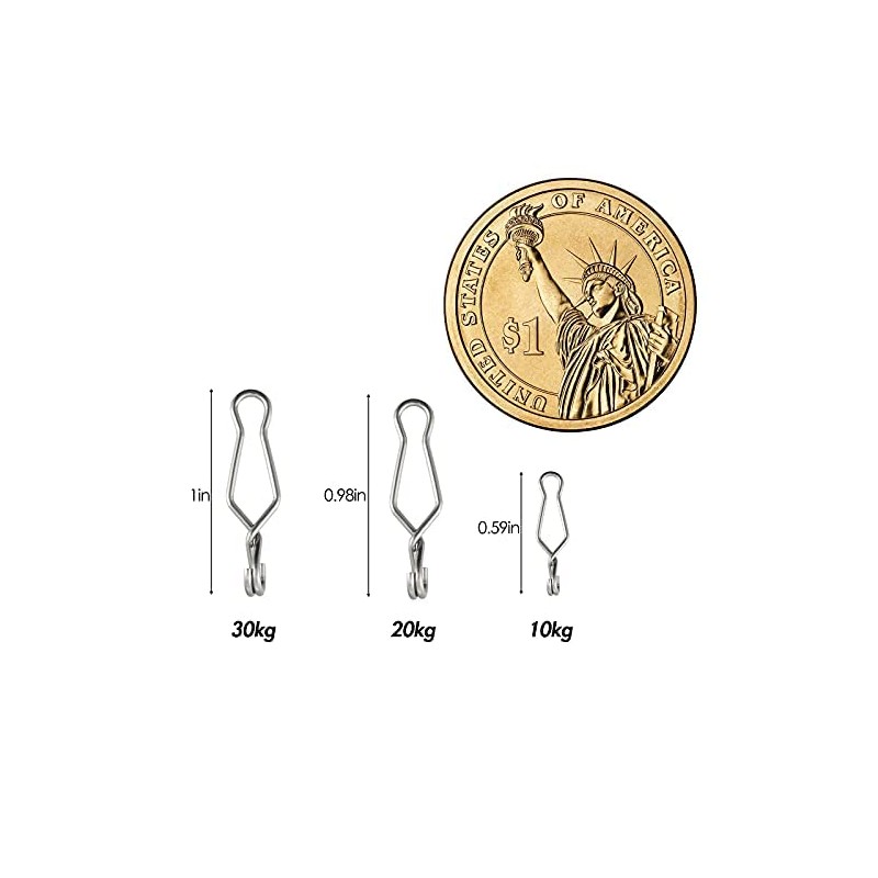 Dr.Fish Paquete de 100 clips de pesca de acero inoxidable,