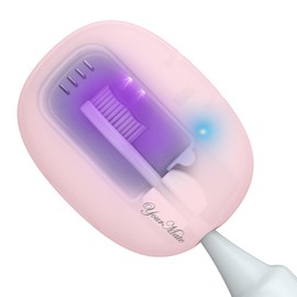 YourMate UVC Rechargerable Toothbrush Sanitizer Case Travel Toothbrush Covers Case with Holder for Houshold and Traving or Business Trip Pink