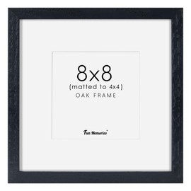 8x8 Oak Wood Picture Frame in Black, 8"x8" Photo Frame for Wall, Square Frames 8x8 with Stand for Tabletop Display, Real Tempered Glass, 8 x 8 Picture Frames (Black Color, 1 Pack)