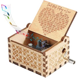 Wooden Music Box for Girlfriend,Boyfriend,Wife,Husband,Lover,Hand Crank Melody Can’t Help Falling in Love,Engraved Vintage Musical Box,Gift to Girlfriend Wife on Birthday,Anniversary, Valentine’s Day