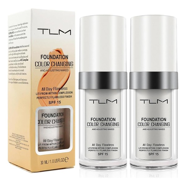 2PC TLM Color Changing Foundation, Warm Skin Tone Foundation, Face