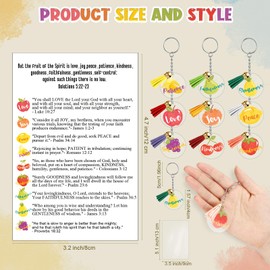 Landical 18 Sets Christian Gifts Bulk Christian Keychain Fruits Bible Verse Keychain with Cards Spirit Week Accessories Gifts for Church Sunday School