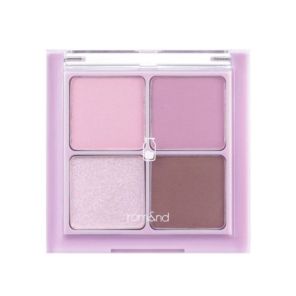 rom&nd Better Than Eyes Milk Series 4 Color Mini Palette W01 Dry Lavender, Blendable, Rich Colors, Velvety Texture, High Pigmented, Natural Looking, Long Lasting, Matte & Shimmer, Daily Eye Makeup