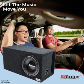 Atrend Bbox Single Vented 12 Inch Subwoofer Enclosure - SPL-Tuned Single Car Subwoofer Boxes & Enclosures - Premium Subwoofer Box Improves Audio Quality, Sound & Bass - Nickel Finish Terminals