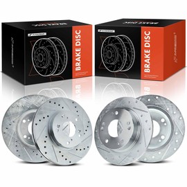 A-Premium Front and Rear Drilled and Slotted Disc Brake Rotors Compatible with Select Honda Models - Accord 2003 2004 2005 2006 2007 L4 2.4LL, LX, EX Models Only, 4-PC Set