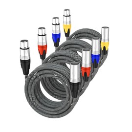 Cableet XLR Cables 25ft 4 Pack, Braided Heavy Duty XLR Extension Cable, Premium Balanced XLR DMX Cable, Multi-Color XLR Male to Female Microphone Cords 25 Foot for Stage Sound and Recording Devices