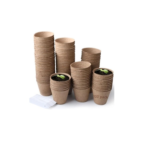 100 Pcs 3 Inch Peat Pots, Seeds Starter Pots,Transplan