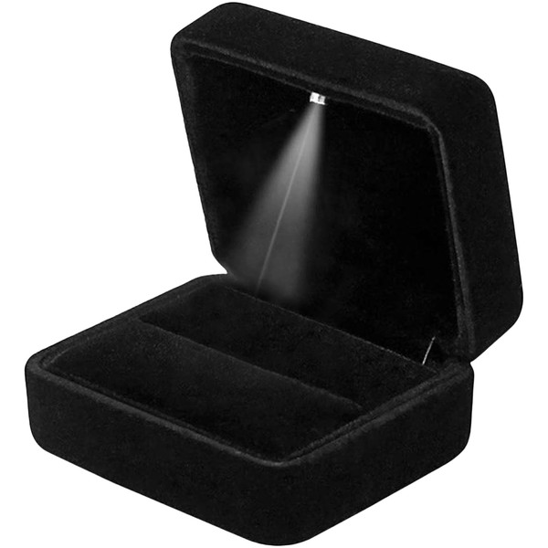 JIMCOM Ring Box With Light,Ring Boxes For Engagement&Wedding& Jewellery,Earring Box&Ring