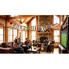 Mofinity Banderines de la Copa Mundial 2026, 32 Banderas - 10 m/33 pies, Banderines de Doble Cara para Decoración de Fiesta de Fútbol de la Copa del M