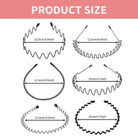 Haarreif für Herren, 6 Stück, für Damen, Sport-Kopfband, Frisur, Make-up, Reifen, Kinder, Jungen, breites Haarband, Haarband, gewellt, Stretch, für Make-up