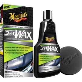 Meguiar's 3 In 1 Wax - Advanced Cleaner Wax that Blends Defect and Scratch Removal, Car Polishing for a High Gloss, and Long-Lasting Paint Protection All in One Step, 16 Oz