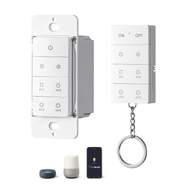 DEWENWILS Smart Dimmer Switch with Remote, Single-Pole, Needs Neutral Wire, 2.4GHz Wi-Fi Electrical Light Dimming Switch Works with Alexa & Google Home, Remote/WiFi Smart Control Dimmer, FCC Listed