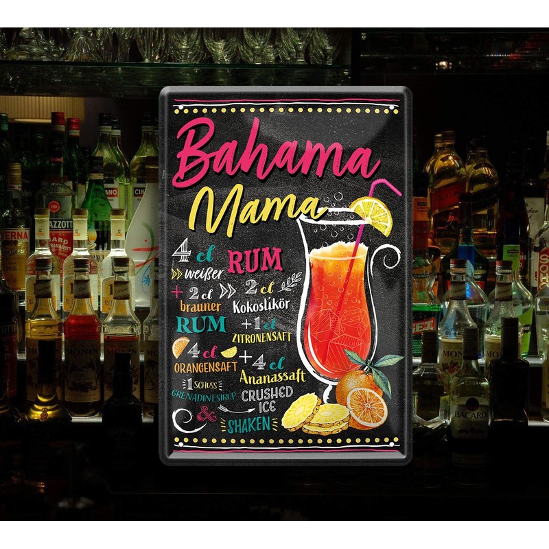 Schilderkreis 24 – Tin Sign Cocktail Recipe Decoration Bar Kitchen