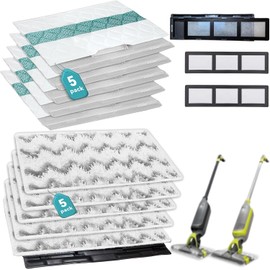 For Shark Vacuum Mop Replacement Pads, 5 Reusable & 5 Disposable vac mop Pads Refills, Compatible with Shark Vacuum Mop VM252, VM250, VM200 and More（10 Packs）