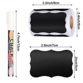 NANXJIUR 180 Pcs Chalkboard Labels, Reusable Blackboard Stickers with 1 Liquid Chalk Marker, Waterproof Chalkboard Stickers for Mason Jars, Parties Decoration, Craft Rooms, Weddings, Storage