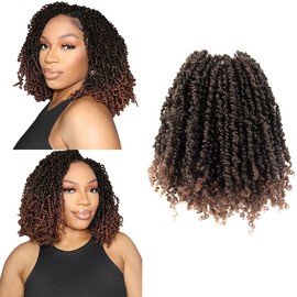 Osuntress 10 Packs Yanky Crochet Passion Twist Hair 10 inch, Pre-twisted Short Mini Spring Twists Micro Kinky Curly Braids T30 (Ombre Medium Dark Brown)
