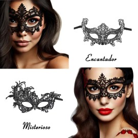 Set de Antifaces de Encaje y Diademas Orejas Gato 20 Piezas Halloween