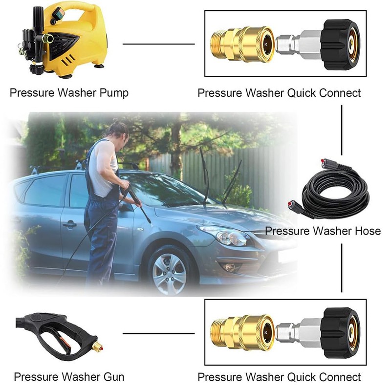 QOOWFEANIG Pressure Washer Quick Connect Kit - 1/4 Inch Quick
