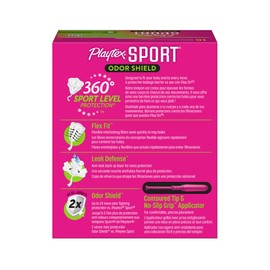 Playtex Sport Odor Shield Tampons Super Absorbency, Unscented - 16ct | Super Tampons for Women, Feminine Care, Playtex Tampon with 360 Leak Defense and Odor Control