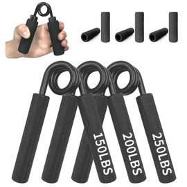 Grip Strength Trainer,Hand Grip Strengthener,3Pcs Non-Slip and Comfortable Foam Sleeves Hand Exerciser Grip Strengthener,150-200-250LBS High Toughness Spring Forearm Strengthener Without Squeak