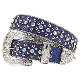 OCTBERSIEG Men Women Rhinestone Belt Bling Western Studded Leather Belts Diamond Sparkle Strap Cowgirl Cowboy Studded Belts for Jeans