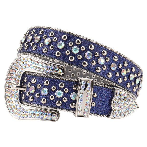 OCTBERSIEG Men Women Rhinestone Belt Bling Western Studded Leather Belts
