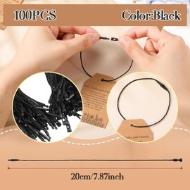 Shappy Pack of 100 Nylon Cord for Hanging Labels Disposable Price Nylon Cord with Snap Closure for Attaching Labels Safety Labels Attachment Hook Cord for Product Clothing (Black)