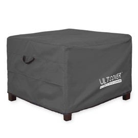ULTCOVER Waterproof Patio Ottoman Cover Square Outdoor Side Table Furniture Covers Size 27L x 27W x 18H inch, Black