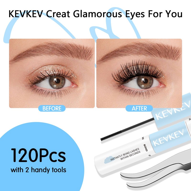 KevKev Lash Extension Kit 120Pcs DIY Lash Extension Kit Lash