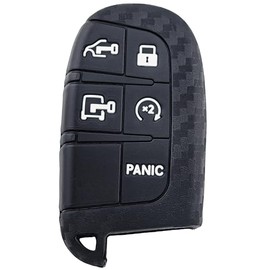 RUNZUIE Silicone 5 Buttons Smart Key Fob Cover for 2025 2024 2023 2022 Ram ProMaster 1500 2500 3500 (Carbon Fiber Black)