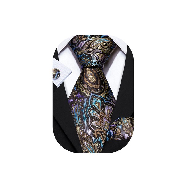 Barry.Wang - Juego de gemelos cuadrados para hombre con corbata,