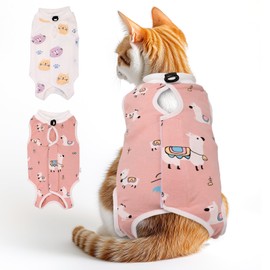 2 PCS Cat Recovery Suit for Spay Abdominal Wounds Female, Cat Onesie for Cats After Surgery, Pet Surgery Recovery Suit Kitten Onesie for Cats Anti Licking (Colorful (2PCS), Small)