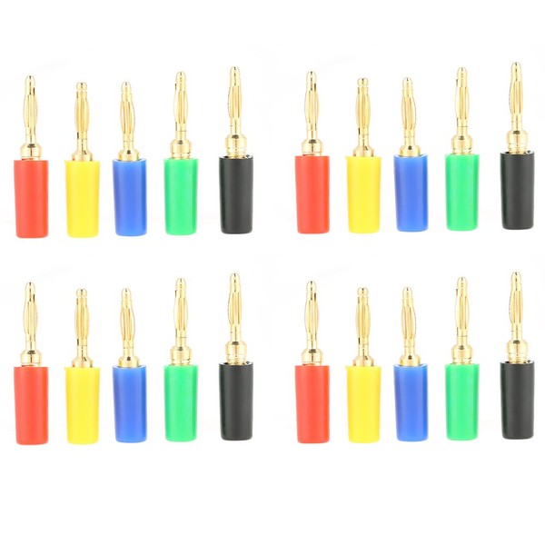 Regun 20 pieces banana plugs, 2 mm mixed colours banana