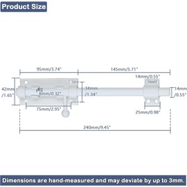 Alise 10 Inch SUS304 Stainless Steel Gate Latch, Slide Bolt Latch,Thickened Heavy Door Latch Lock, White Barrel Bolt Latch, Security Slide Latch for Outdoor Fence, Wooden Fence,Shed Door