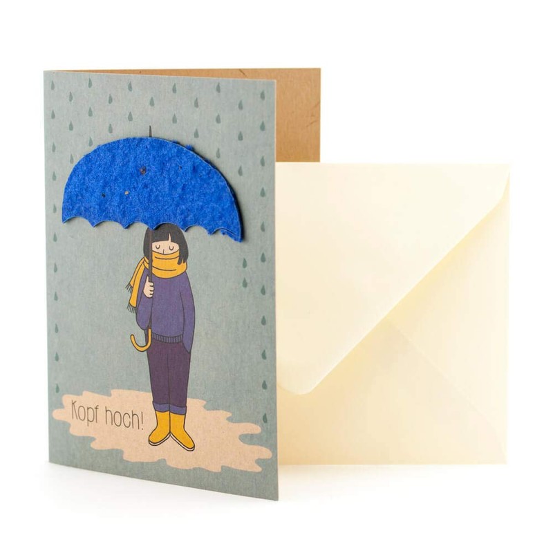 Folding Card "Head Up" - Kraft Cardboard Rust Card for