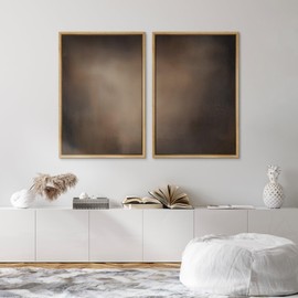 SIGNFORD Framed Canvas Print Wall Art Set Darkened Metallic Texture in Brown Tones Industrial Style Abstract Illustrations Modern Art Decorative for Living Room, Bedroom, Office - 16"x24"x2 Natural